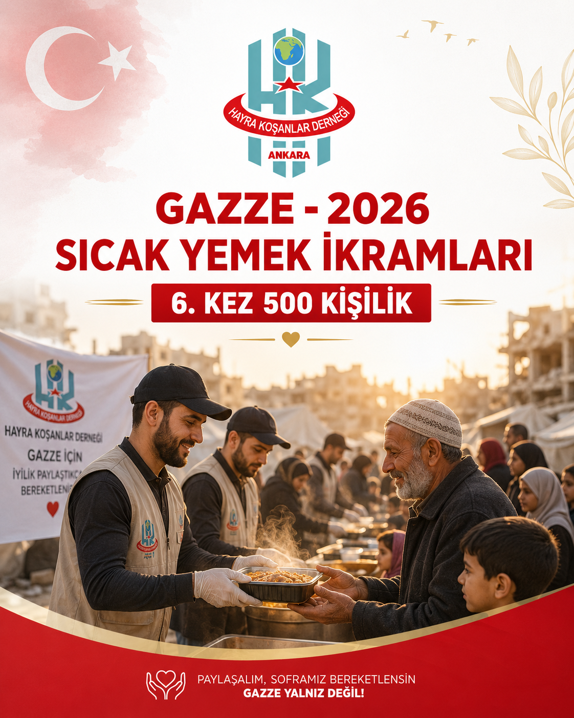 Gazze 500 Kişilik Yemek Yardımı